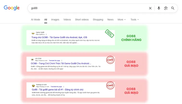5 Dấu Hiệu Vàng Nhận Biết Nhà Cái Go88 Chính Thức Chuẩn Xác 3 Trên logo thật Go88.com, không có ký tự hay số thừa, trong khi logo giả Go88.com đôi khi thêm “VIP” hoặc số khác.